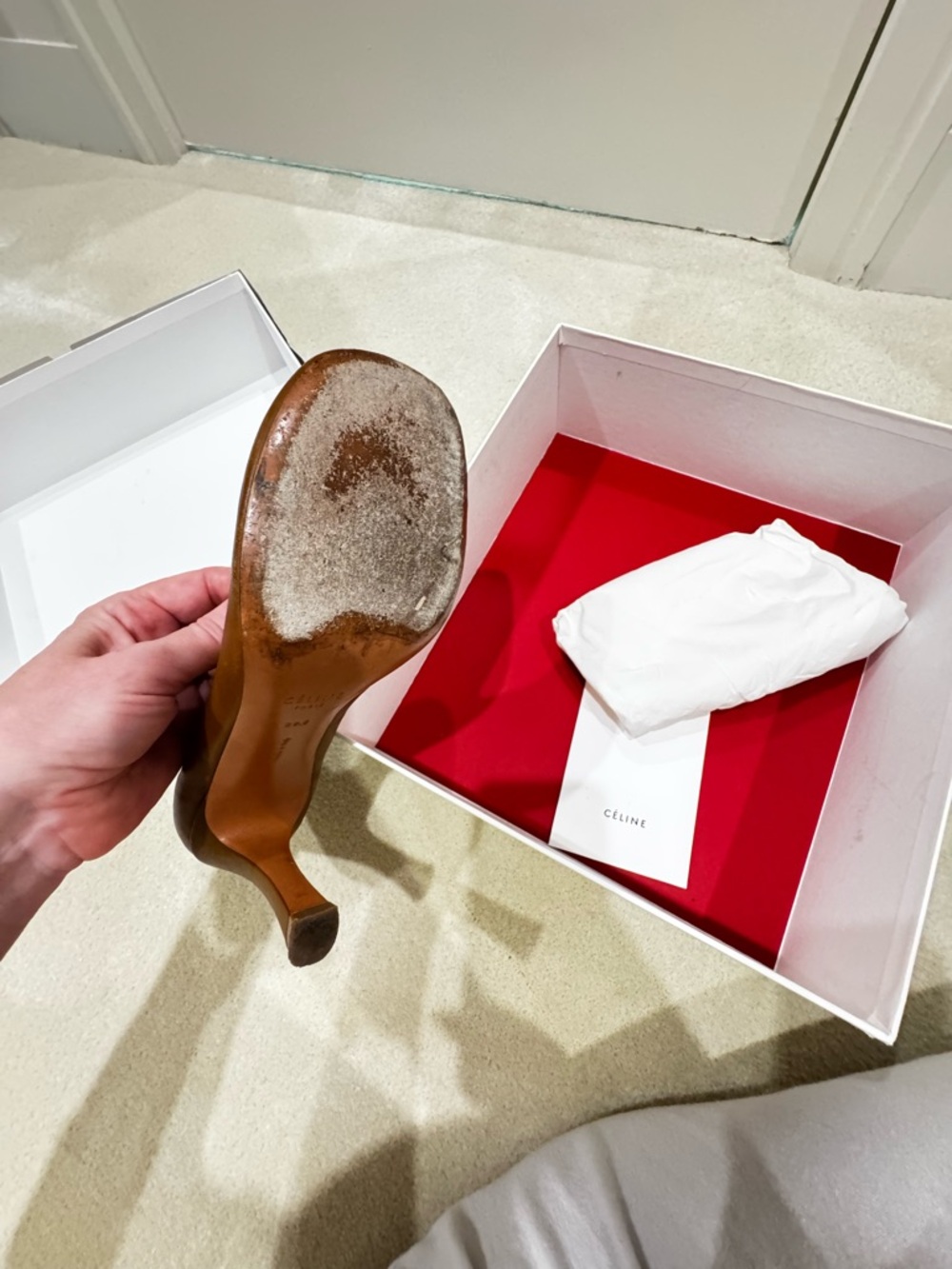 Celine Brown bootie  Leather stretch Napa glove Bootie 90 with box - Picture 5 of 9